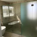 Frameless Glass Shower Screen With Half Frosted Glass - Sunshine Coast