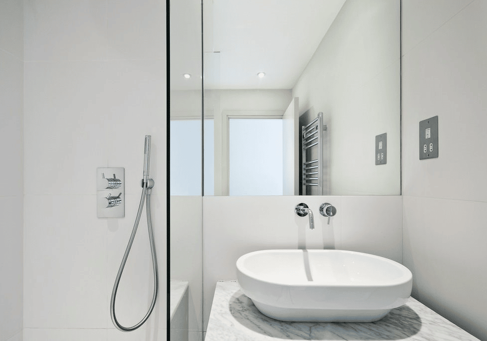 Bathroom With Shower Screen & Oval Modern Sink