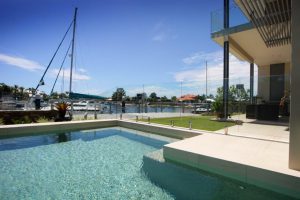 Pool fencing with view on boat