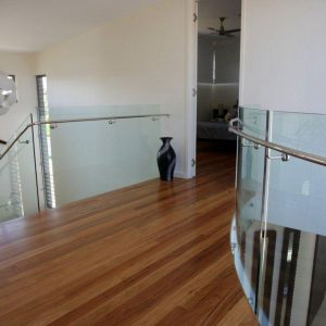 Staircase with various glass balustrades