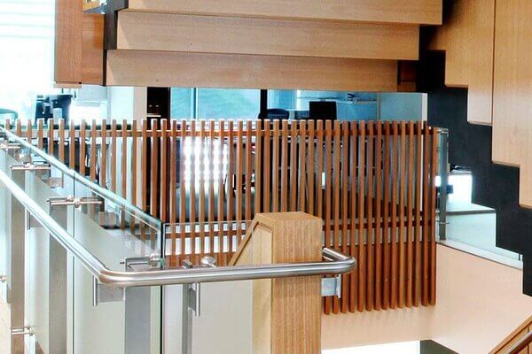 balustrades with wood and glass